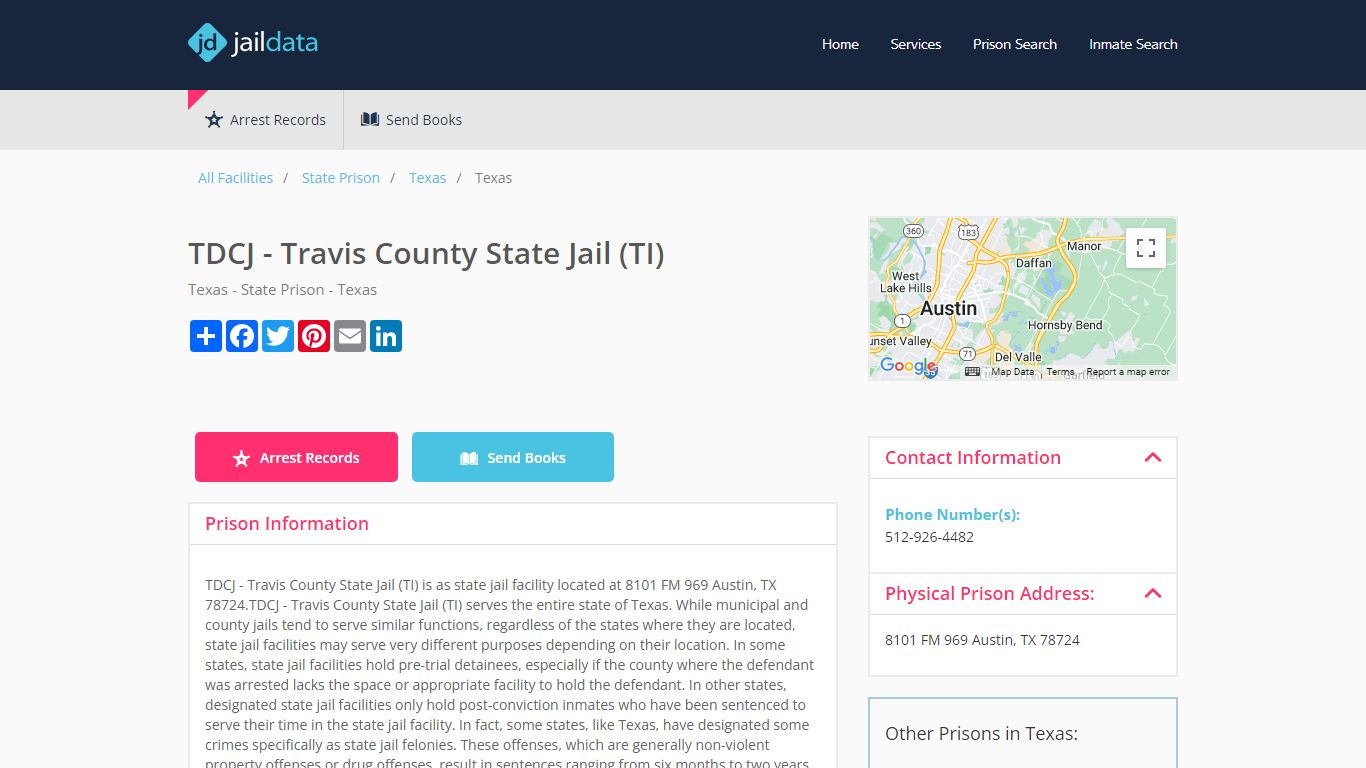 TDCJ - Travis County State Jail (TI) Inmate Search and Prisoner Info ...
